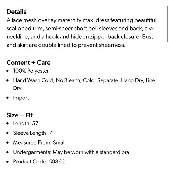 NWT PINKBLUSH MATERNITY Lace Mesh Maxi Dress - Picture 2 of 2